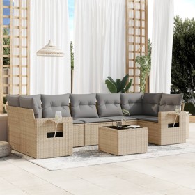 Garden sofa set with beige cushions, 8 pieces, PE rattan. by , Garden sets - Ref: Foro24-3252276, Price: 596,25 €, Discount: %