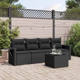 5-teiliges Gartenmöbel-Set und Kissen aus synthetischem Rattan schwarz von , Gartensets - Ref: Foro24-3252222, Preis: 415,60 ...