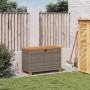 Aufbewahrungsbox aus Akazienholz im Garten mit grauem Rattan 80x40x48 cm von , Aufbewahrungsboxen für den Außenbereich - Ref:...