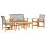 5-teiliges Bistro-Set, graues PE-Rattan und Akazienholz von , Modulare Sofas für den Außenbereich - Ref: Foro24-367605, Preis...