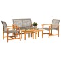 5-teiliges Bistro-Set, graues PE-Rattan und Akazienholz von , Modulare Sofas für den Außenbereich - Ref: Foro24-367605, Preis...