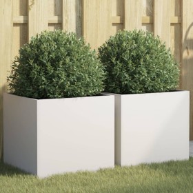 Planters 2 units white cold rolled steel 42x40x39 cm by , Pots and planters - Ref: Foro24-841550, Price: 71,87 €, Discount: %