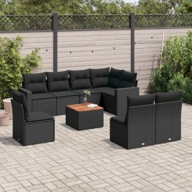 Set aus 8-teiligen Gartensofas und Kissen Kunstrattan schwarz von , Gartensets - Ref: Foro24-3224158, Preis: 500,83 €, Rabatt: %