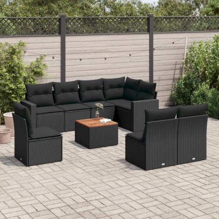 Set aus 8-teiligen Gartensofas und Kissen Kunstrattan schwarz von , Gartensets - Ref: Foro24-3224158, Preis: 500,23 €, Rabatt: %