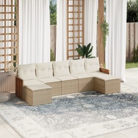 Set of 7-piece garden sofas and beige synthetic rattan cushions by , Garden sets - Ref: Foro24-3260315, Price: 499,99 €, Disc...