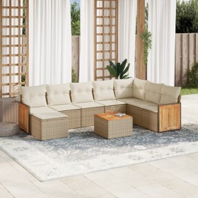 Set de sofás de jardín 9 pzas con cojines ratán sintético beige de , Conjuntos de jardín - Ref: Foro24-3260336, Precio: 639,8...