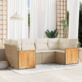 Garden sofa set with 6-piece synthetic rattan beige cushions by , Garden sets - Ref: Foro24-3260343, Price: 530,72 €, Discoun...