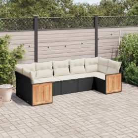 7-teiliges Garten-Esszimmerset und Kissen synthetisches Rattan schwarz von , Gartensets - Ref: Foro24-3260348, Preis: 457,88 ...