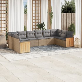 Set Gartensofas mit beigen Kissen 10 Stück synthetisches Rattan von , Gartensets - Ref: Foro24-3260407, Preis: 676,99 €, Raba...