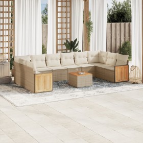 Set de sofás de jardín 11pzas con cojines ratán sintético beige de , Conjuntos de jardín - Ref: Foro24-3260413, Precio: 751,9...