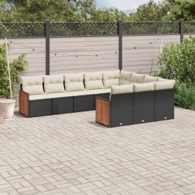 Garden sofa set 10 pieces with black synthetic rattan cushions by , Garden sets - Ref: Foro24-3260418, Price: 605,16 €, Disco...