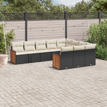 Set Gartensofas 10 Stück Kissen synthetisches Rattan schwarz von , Gartensets - Ref: Foro24-3260418, Preis: 599,99 €, Rabatt: %