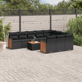 Garden sofa set 11 pieces and black synthetic rattan cushions by , Garden sets - Ref: Foro24-3260424, Price: 705,25 €, Discou...