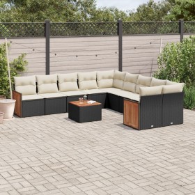 Garden sofa set 11 pieces and black synthetic rattan cushions by , Garden sets - Ref: Foro24-3260439, Price: 638,99 €, Discou...