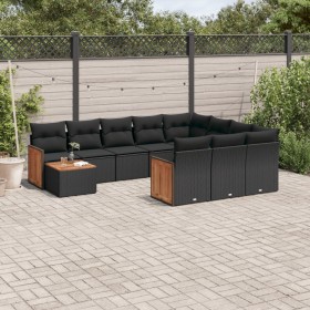 Garden sofa set 11 pieces and black synthetic rattan cushions by , Garden sets - Ref: Foro24-3260445, Price: 704,97 €, Discou...