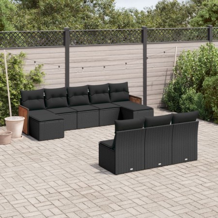 Set Gartensofas 10 Stück Kissen synthetisches Rattan schwarz von , Gartensets - Ref: Foro24-3260466, Preis: 595,24 €, Rabatt: %