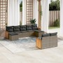 Garden furniture set 9 pieces and gray synthetic rattan cushions by , Garden sets - Ref: Foro24-3260485, Price: 640,28 €, Dis...