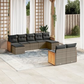 Set de muebles de jardín 9 pzas y cojines ratán sintético gris de , Conjuntos de jardín - Ref: Foro24-3260485, Precio: 634,99...