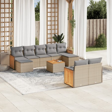 Garden sofa set with beige cushions, 10 pieces, made of synthetic rattan. by , Garden sets - Ref: Foro24-3260491, Price: 725,...