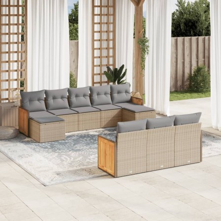 Garden sofa set with beige cushions, 10 pieces, made of synthetic rattan. by , Garden sets - Ref: Foro24-3260498, Price: 719,...