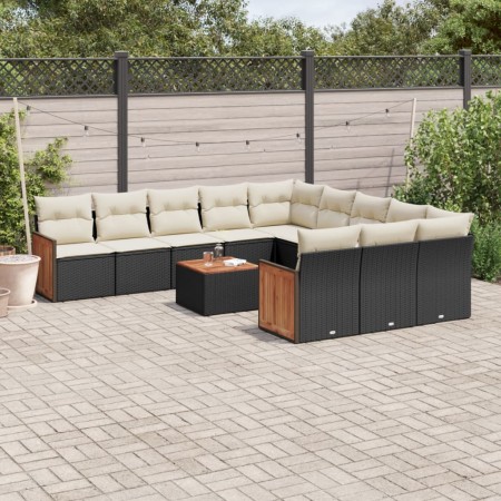 Set Gartensofas 12 Stück Kissen synthetisches Rattan schwarz von , Gartensets - Ref: Foro24-3260516, Preis: 778,45 €, Rabatt: %