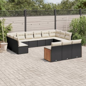 Set aus Gartensofas und Kissen 13 Stück synthetisches Rattan schwarz von , Gartensets - Ref: Foro24-3260537, Preis: 797,38 €,...