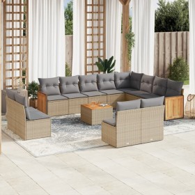 Garden set with 13-piece synthetic rattan beige cushions. by , Garden sets - Ref: Foro24-3260561, Price: 873,99 €, Discount: %