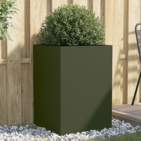 Cold-rolled steel planter in olive green, 52x48x75 cm by , Pots and planters - Ref: Foro24-841586, Price: 86,78 €, Discount: %