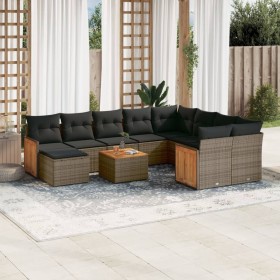 Garden sofa set 11 pieces and gray synthetic rattan cushions by , Garden sets - Ref: Foro24-3260646, Price: 722,38 €, Discoun...