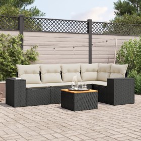 Set aus 6-teiligen Gartensofas und Kissen Kunstrattan schwarz von , Gartensets - Ref: Foro24-3225433, Preis: 399,98 €, Rabatt: %