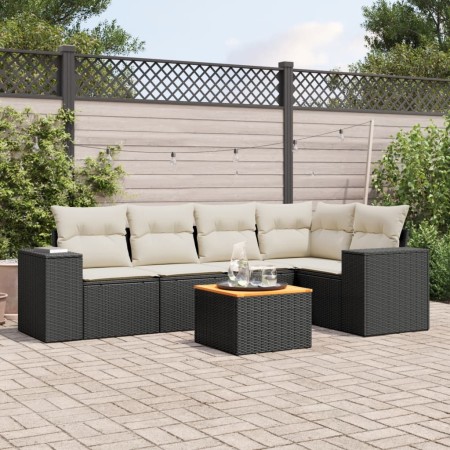 Set aus 6-teiligen Gartensofas und Kissen Kunstrattan schwarz von , Gartensets - Ref: Foro24-3225433, Preis: 407,71 €, Rabatt: %