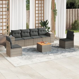 7-piece garden sofa set with gray PE rattan cushions by , Garden sets - Ref: Foro24-3257726, Price: 449,47 €, Discount: %