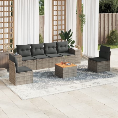 7-piece garden sofa set with gray PE rattan cushions by , Garden sets - Ref: Foro24-3257726, Price: 452,95 €, Discount: %