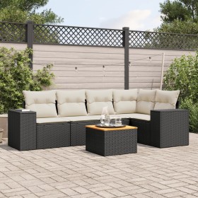 Set aus 6-teiligen Gartensofas und Kissen Kunstrattan schwarz von , Gartensets - Ref: Foro24-3257764, Preis: 394,99 €, Rabatt: %