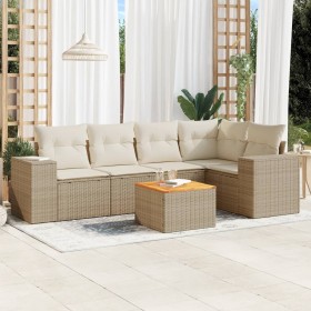 Garden sofa set with 6-piece synthetic rattan beige cushions by , Garden sets - Ref: Foro24-3257766, Price: 551,37 €, Discoun...