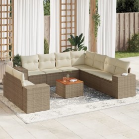 Set Gartensofas mit beigen Kissen 10 Stück synthetisches Rattan von , Gartensets - Ref: Foro24-3257843, Preis: 831,44 €, Raba...