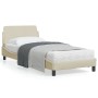 Bed frame with cream fabric headboard 90x200 cm by , Beds and slatted bases - Ref: Foro24-373110, Price: 137,59 €, Discount: %