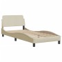 Bed frame with cream fabric headboard 90x200 cm by , Beds and slatted bases - Ref: Foro24-373110, Price: 137,59 €, Discount: %