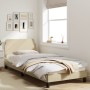 Bed frame with cream fabric headboard 90x200 cm by , Beds and slatted bases - Ref: Foro24-373110, Price: 137,59 €, Discount: %