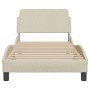 Bed frame with cream fabric headboard 90x200 cm by , Beds and slatted bases - Ref: Foro24-373110, Price: 137,59 €, Discount: %