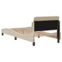 Bed frame with cream fabric headboard 90x200 cm by , Beds and slatted bases - Ref: Foro24-373110, Price: 137,59 €, Discount: %