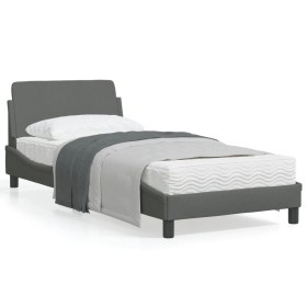 Bed frame with headboard in dark gray fabric 90x200 cm by , Beds and slatted bases - Ref: Foro24-373106, Price: 107,81 €, Dis...