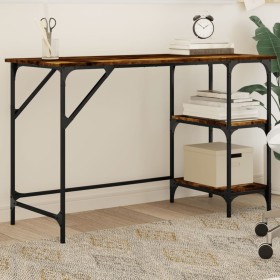 Escritorio metal y madera ingeniería roble ahumado 120x50x75 cm de , Escritorios - Ref: Foro24-845323, Precio: 67,93 €, Descu...