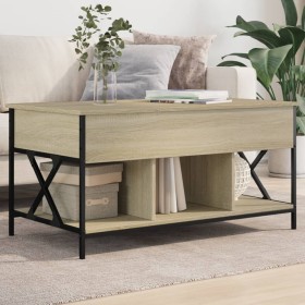 Center table made of engineered wood and metal in Sonoma oak, measuring 100x55x50cm. by , Coffee table - Ref: Foro24-845337, ...