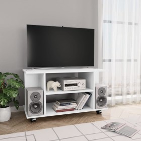 White engineered wood TV cabinet with wheels 80x40x45 cm by vidaXL, TV Furniture - Ref: Foro24-800189, Price: 59,21 €, Discou...