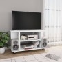 White engineered wood TV cabinet with wheels 80x40x45 cm by vidaXL, TV Furniture - Ref: Foro24-800189, Price: 55,71 €, Discou...