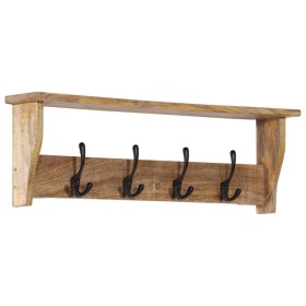 Wall-mounted coat rack with 4 solid mango wood hooks by , Hat and coat racks - Ref: Foro24-358956, Price: 59,60 €, Discount: %