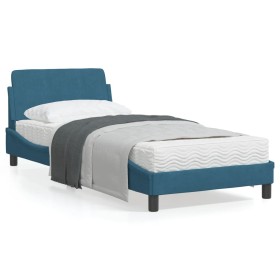 Estructura cama con cabecero terciopelo azul 80x200 cm de , Camas y somieres - Ref: Foro24-373076, Precio: 128,49 €, Descuent...