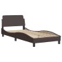 Dark brown fabric bed frame with headboard 90x190 cm by , Beds and slatted bases - Ref: Foro24-373088, Price: 107,15 €, Disco...