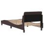 Dark brown fabric bed frame with headboard 90x190 cm by , Beds and slatted bases - Ref: Foro24-373088, Price: 107,15 €, Disco...